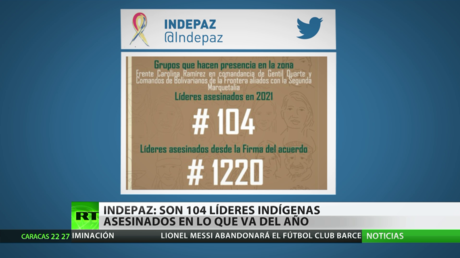 Indepaz: Aumentan a 104 los asesinatos de líderes indígenas en lo que va de año en Colombia