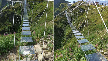 Inauguran un puente turístico móvil y transparente a más de 2.300 metros de altura en Sochi