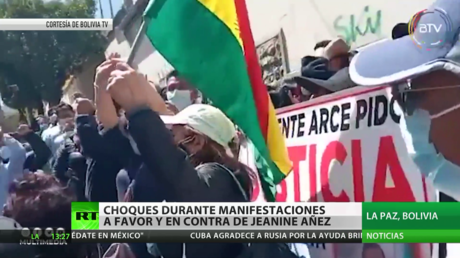 Choques durante manifestaciones a favor y en contra de Jeanine Áñez