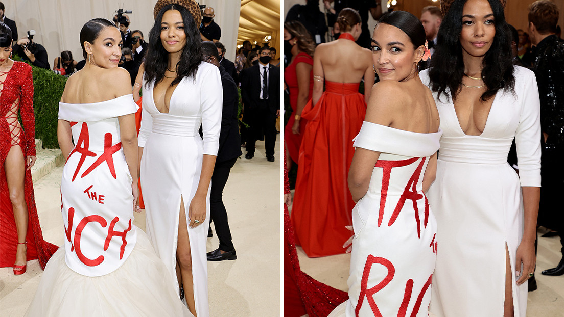 La congresista Alexandria Ocasio-Cortez genera polémica al lucir un vestido en el que pide cobrar más impuestos a los ricos