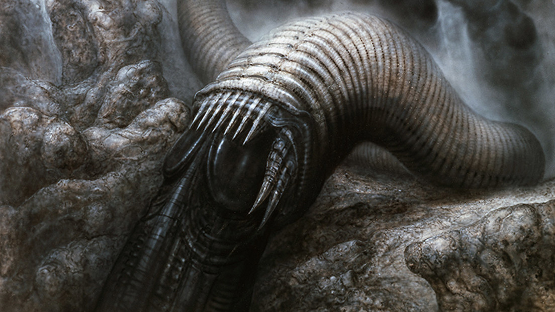 HR Giger. Biomechanical Landscape XII, Dune Worm, 1979.