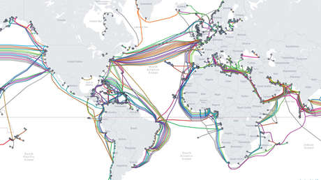 Así se ve la red de cables submarinos de fibra óptica que rodean la Tierra (VIDEO)