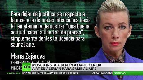 Moscú insta a Berlín a dar licencia a RT en alemán para salir al aire