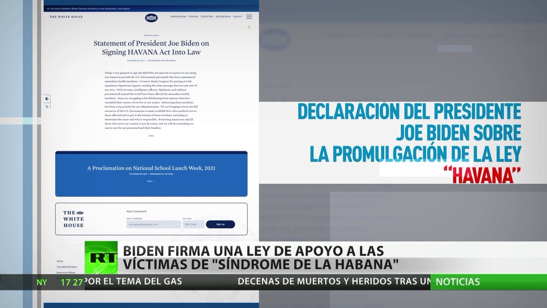 Biden firma una ley de apoyo a las víctimas del llamado 'síndrome de La Habana'