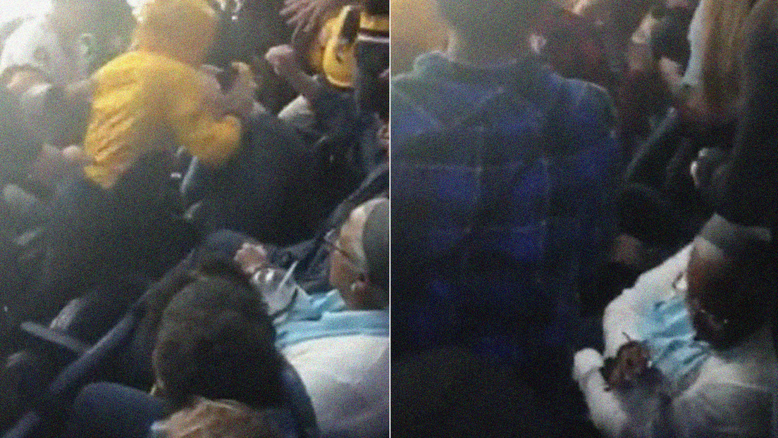 VIDEO: Disfruta tranquila de su bebida en medio de una salvaje pelea de hinchas en la grada durante un partido de hockey