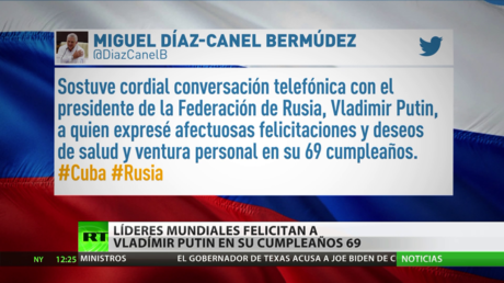 Líderes mundiales felicitan a Vladímir Putin en su 69.º cumpleaños