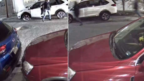 VIDEO: Una mujer parece resignarse tras el robo de su camioneta y se va caminando como si nada