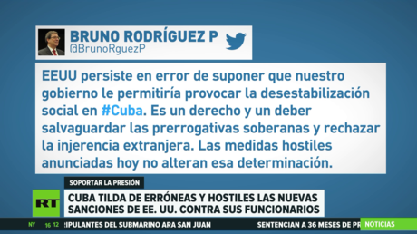 Cuba tilda de "hostiles" las nuevas sanciones de EE.UU. contra varios funcionarios de la isla