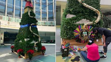 Una artista mexicana pone al dios Quetzalcóatl en un árbol de Navidad del Senado y desata la ira de la derecha (y las risas de la izquierda)