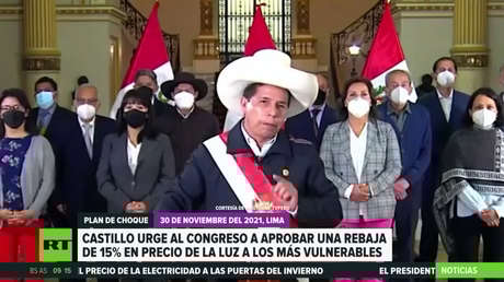 Castillo propone al Congreso de Perú una rebaja del 15 % del precio de la luz para los más vulnerables