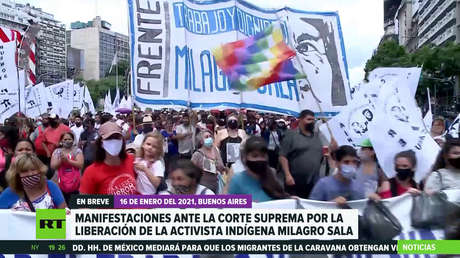 Manifestaciones ante la Corte Suprema argentina para exigir la liberación de la activista indígena Milagro Sala