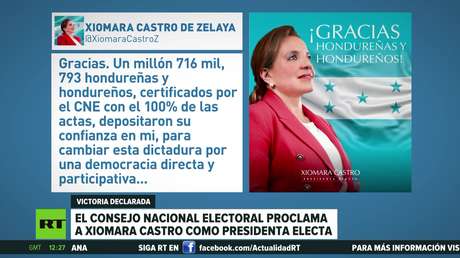 El Consejo Nacional Electoral de Honduras proclama a Xiomara Castro como presidenta electa