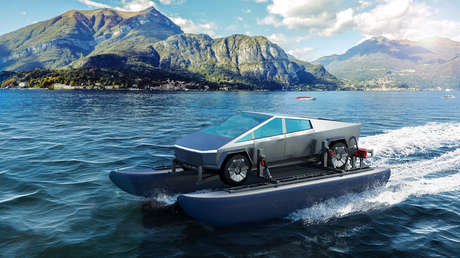 Diseñan un accesorio para la camioneta eléctrica Tesla Cybertruck que permitirá convertirla en un bote