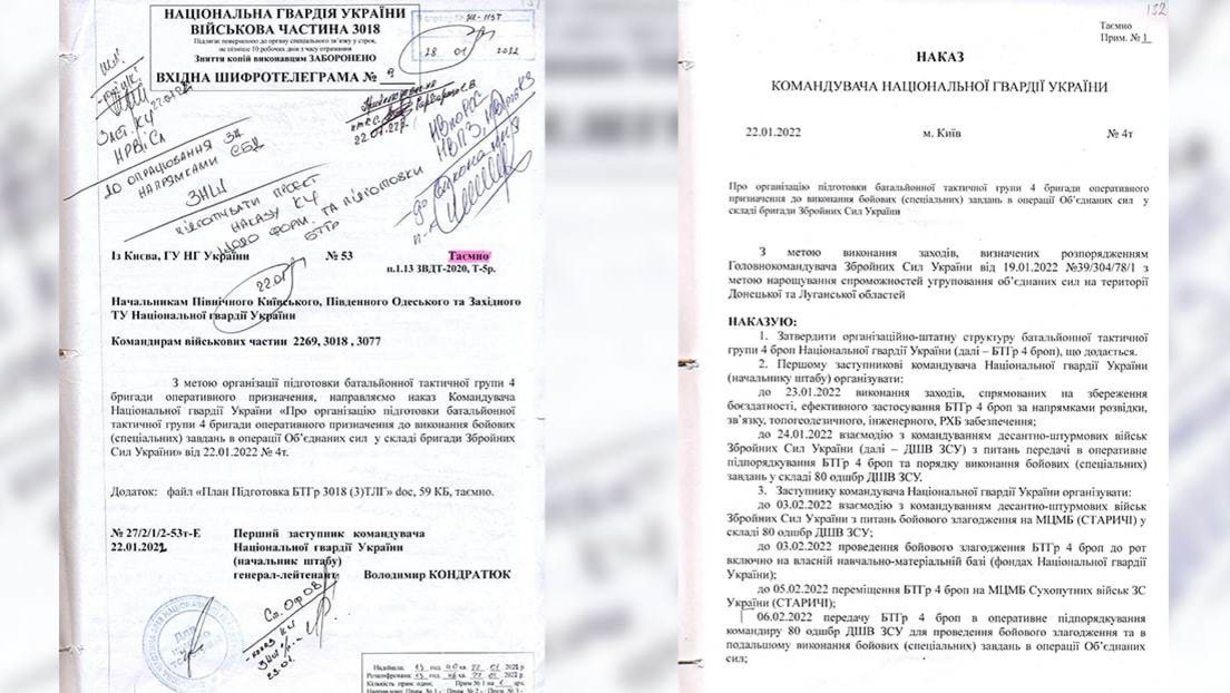 El Ministerio de Defensa ruso publica documentos secretos de la Guardia Nacional de Ucrania con un plan de preparación para una ofensiva en el Donbass