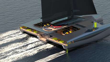 Presentan el concepto de un yate de lujo eléctrico inspirado en las casas de la antigua Roma