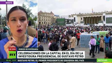 Celebraciones en Bogotá en el día de la investidura presidencial de Gustavo Petro