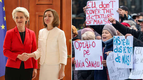 Una protesta en Moldavia coincide con la visita de la presidenta de la Comisión Europea