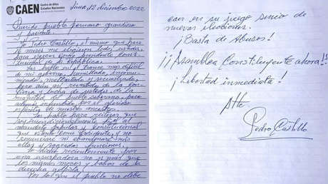 Pedro Castillo califica de "usurpadora" a la nueva presidenta de Perú, Dina Boluarte