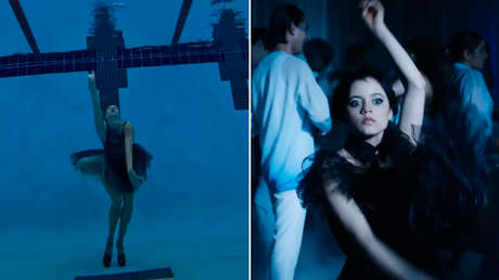 VIDEO: Campeona mundial rusa de nado sincronizado repite bajo el agua el baile de Wednesday Addams