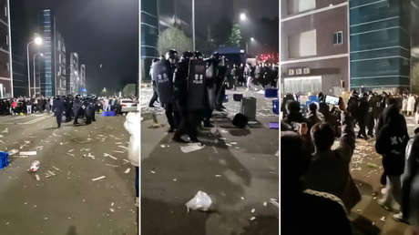 VIDEOS: Choques en China entre policías y el personal de una fábrica de kits de covid-19