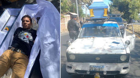 Pandillero se esconde en un ataúd atado al techo de un auto, pero la Policía lo detiene