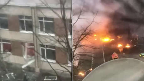 PRIMERAS IMÁGENES del accidente mortal de un helicóptero cerca de una guardería en la región de Kiev