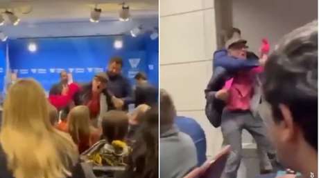 "Guaidó es un ladrón": activistas interrumpen discurso del opositor venezolano en EE.UU.