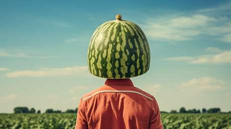 Un alcalde japonés aparece con un 'casco' en forma de sandía en una rueda de prensa