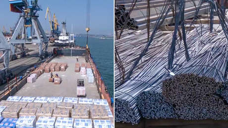 Sale del puerto de Mariúpol un primer lote de materiales de construcción