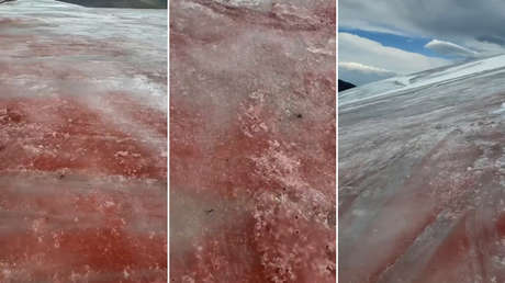 Un glaciar en Rusia se tiñe de rojo: ¿por qué? (VIDEO)
