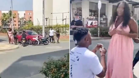 Polémica por hombre que simuló un robo para proponerle matrimonio a su novia en Colombia (VIDEO)