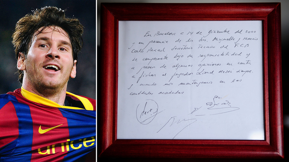 Subastarán la servilleta en la que se plasmó la promesa de fichaje de Messi por el FC Barcelona