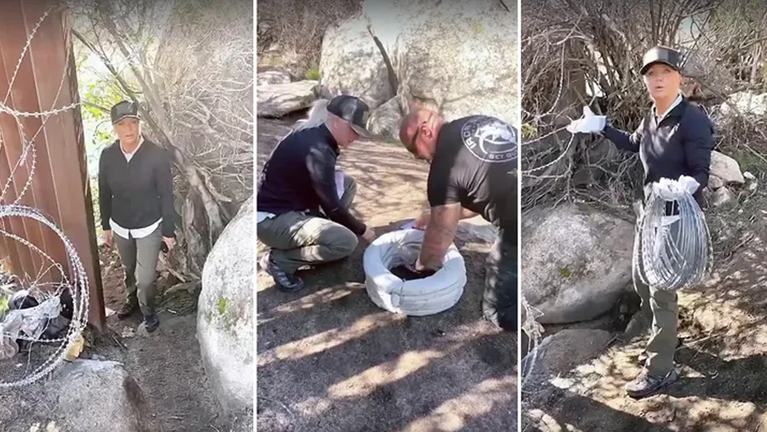 VIDEO: Candidata republicana instala 120 metros de alambre de púas para tapar una brecha en la frontera con México