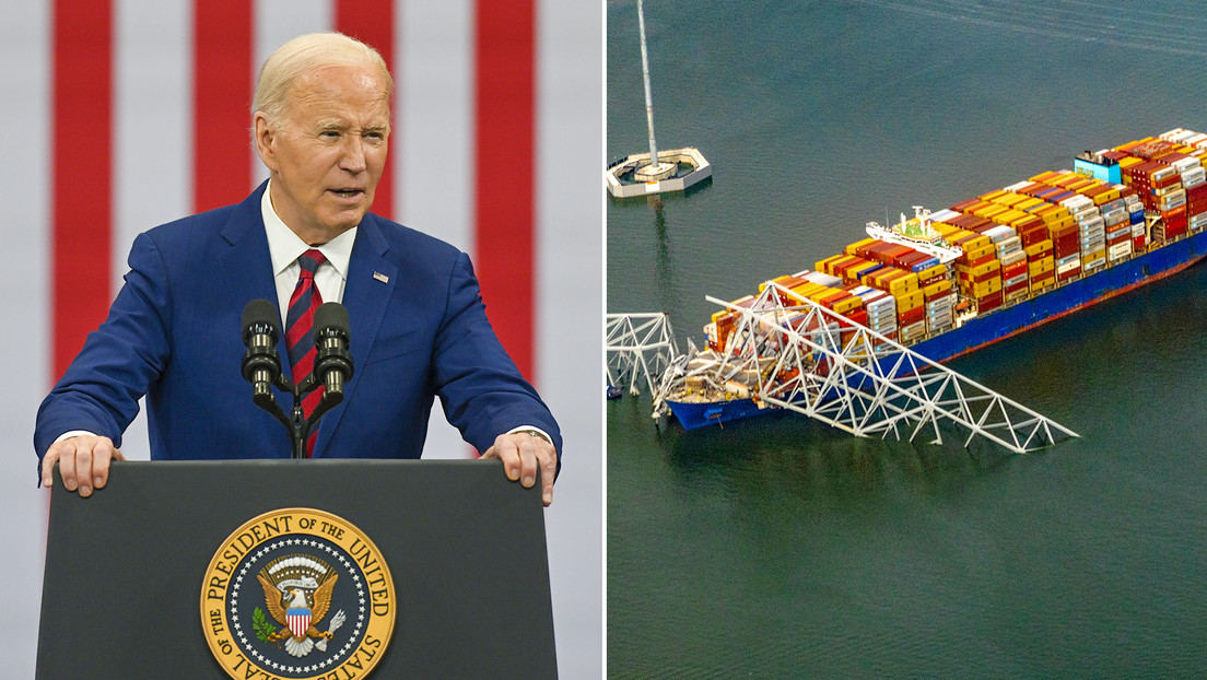 Biden dice que cruzó en tren el puente de Baltimore, pese a que no tenía rieles