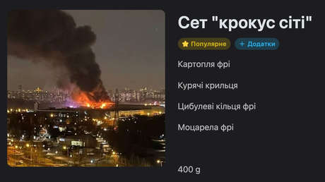 Un bar de Kiev añade el plato 'Crocus City' en su menú, burlándose de las víctimas