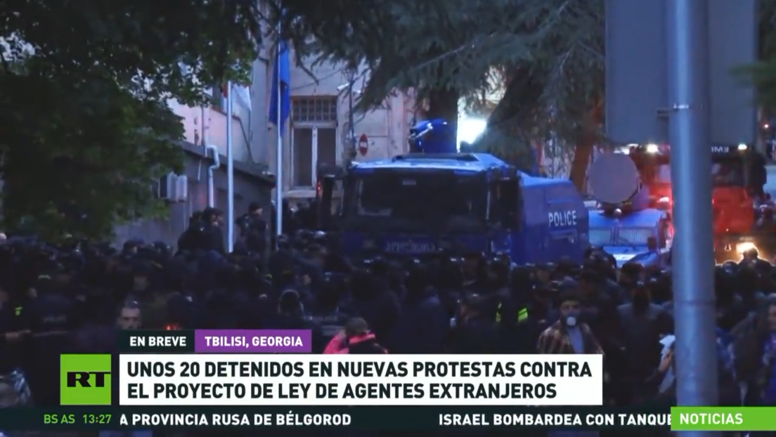 Unos 20 detenidos en nuevas protestas en Georgia contra el proyecto de ley de agentes extranjeros
