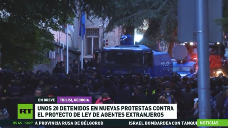 Unos 20 detenidos en nuevas protestas en Georgia contra el proyecto de ley de agentes extranjeros