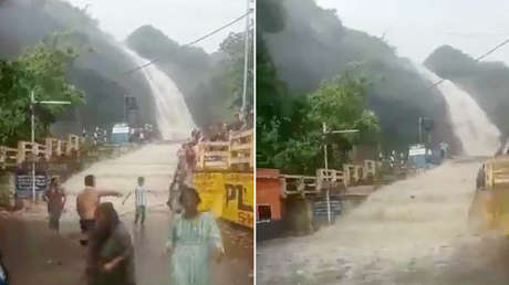 La repentina crecida de una cascada obliga a bañistas a correr por sus vidas (VIDEO)