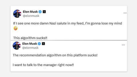 Musk dice que el algoritmo de X "apesta" por recomendarle siempre ver su supuesto saludo nazi