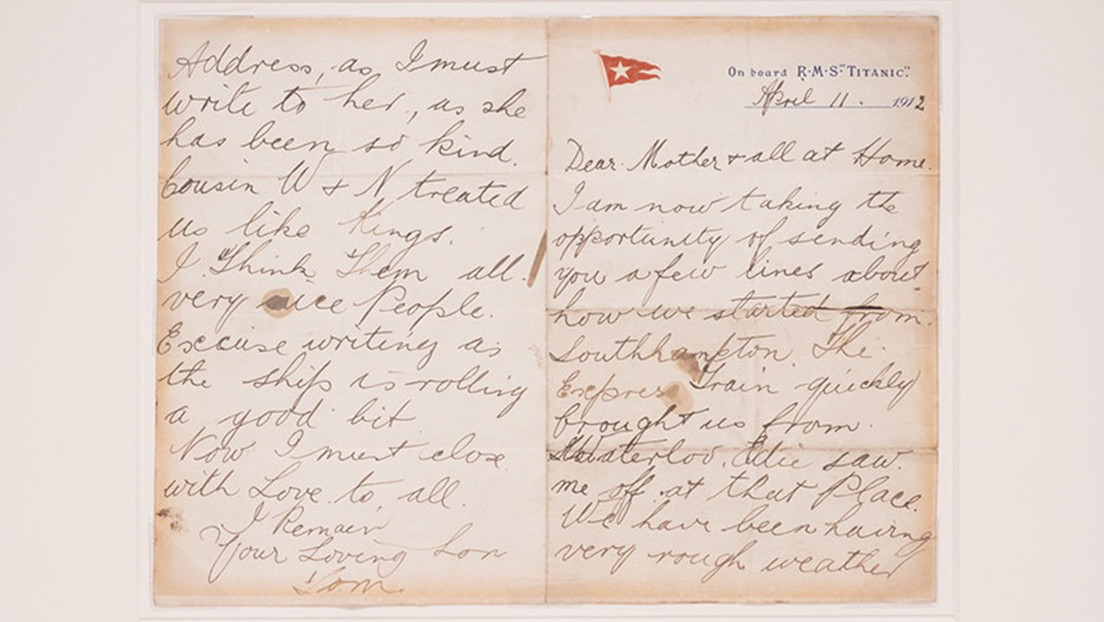 Qué decía la carta que una de las víctimas más jóvenes del Titanic escribió antes de naufragar