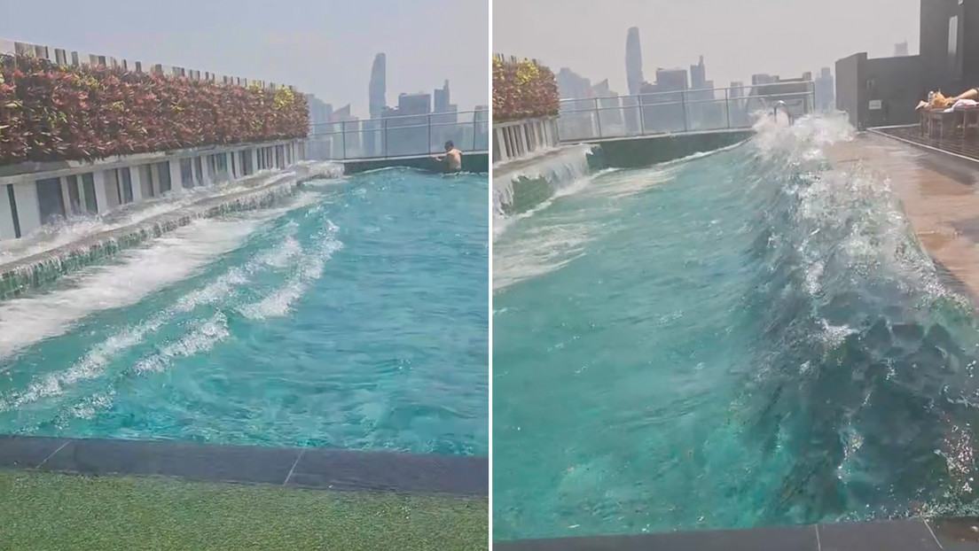 VIDEO: El apuro de un bañista en la piscina de un rascacielos de Bangkok por el sismo