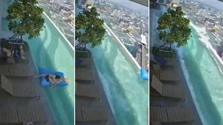 VIDEO: Momento de pesadilla en la piscina de un rascacielos de Bangkok