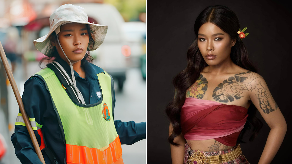 Barrendera tailandesa se convierte en modelo gracias a un fotógrafo ruso