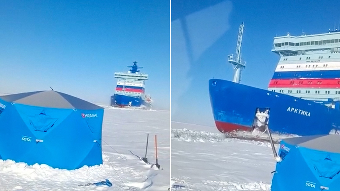 VIDEO: Rompehielos nuclear casi arrolla una tienda de campaña con un pescador adentro