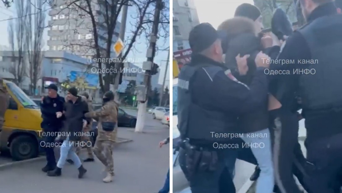 VIDEO: Reclutadores ucranianos detienen por la fuerza a 2 hombres y los transeúntes los defienden a gritos