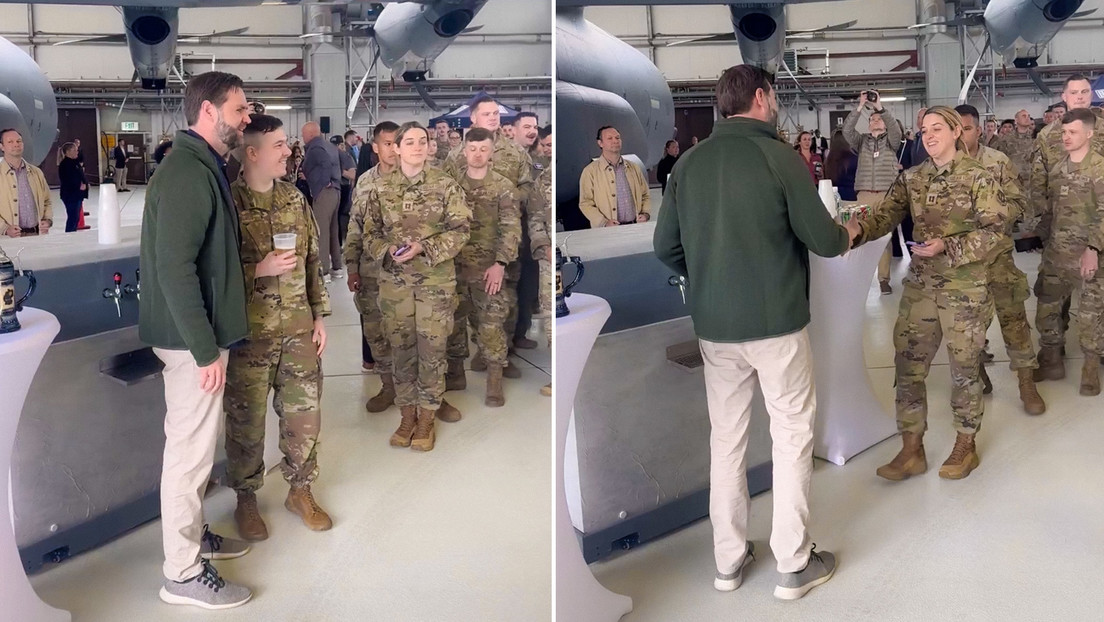 VIDEO: J.D. Vance sirve cerveza a militares estadounidenses