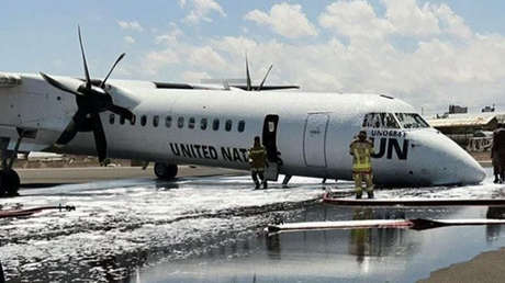 VIDEO: Avión de la ONU aterriza de panza tras emergencia en el aire