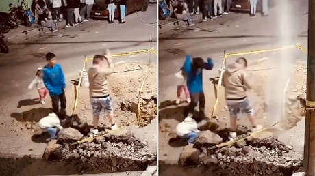 Niños jugando provocan una megafuga de agua en México