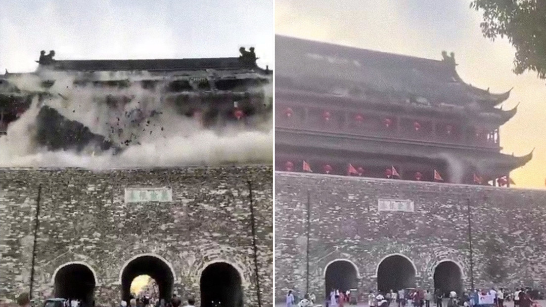 VIDEOS: Épico colapso de una torre china de 650 años
