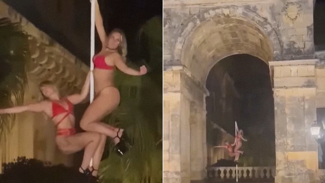 Bailarinas de barra perturban la paz de un histórico palacio griego al posar en lencería (VIDEO)